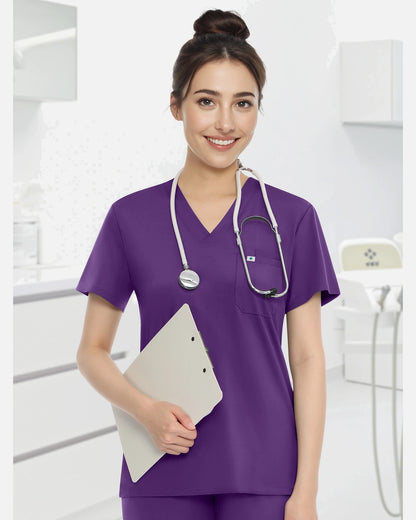 Purple – Eadflie Women's Knit V-Neck Jogger Uniform Set – product image 82