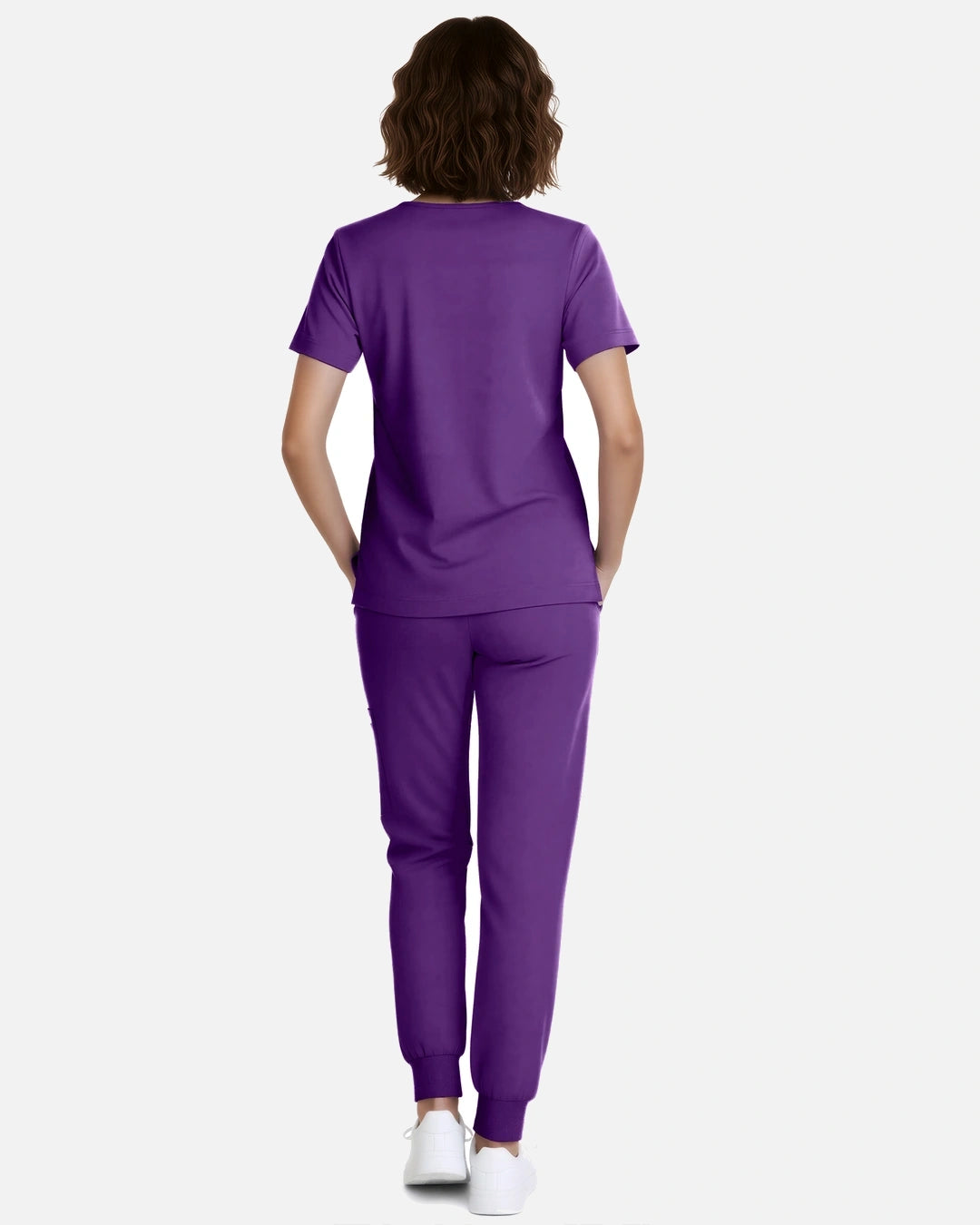 Purple – Eadflie Women's Classic V-Neck Jogger Uniform Set – product image 03
