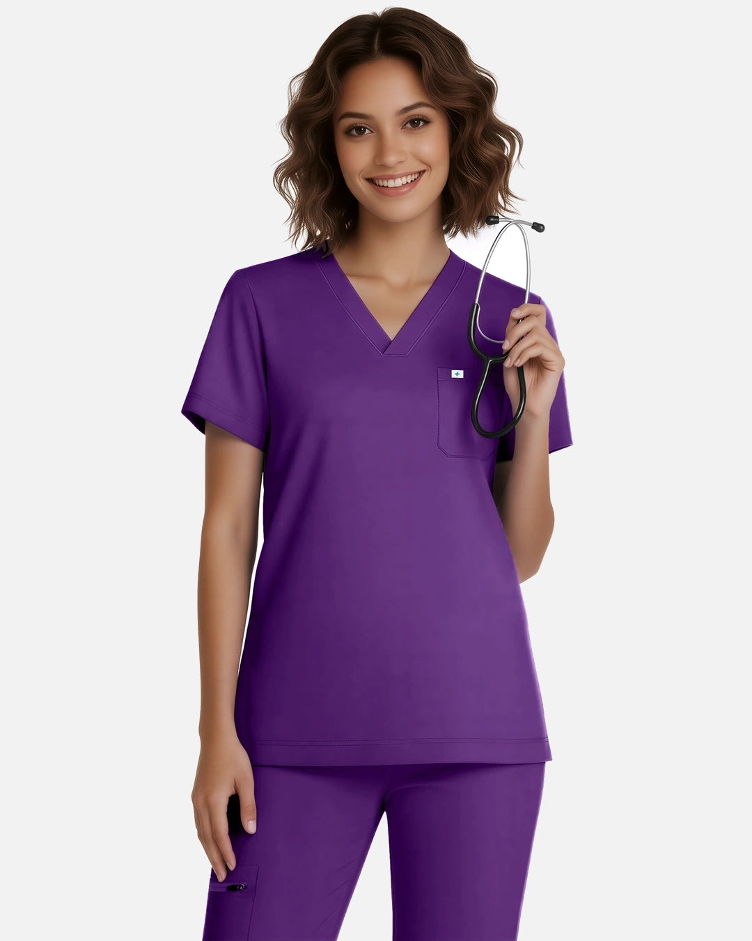 Purple – Eadflie Women's Classic V-Neck Jogger Uniform Set – product image 07