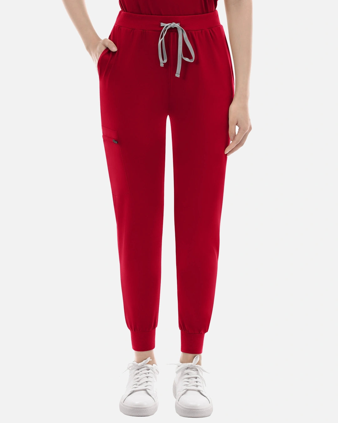 Red – Eadflie Women's Knit V-Neck Jogger Uniform Set – product image 27