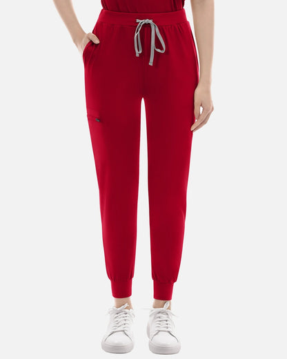 Red – Eadflie Women's Knit V-Neck Jogger Uniform Set – product image 27