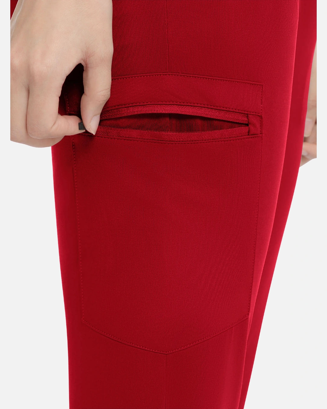 Red – Eadflie Women's Knit V-Neck Jogger Uniform Set – product image 28