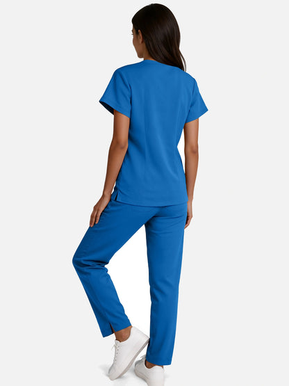 Royal Blue – Eadflie Women's Woven V-Neck Uniform Set – Straight-Leg Structured – product image 23
