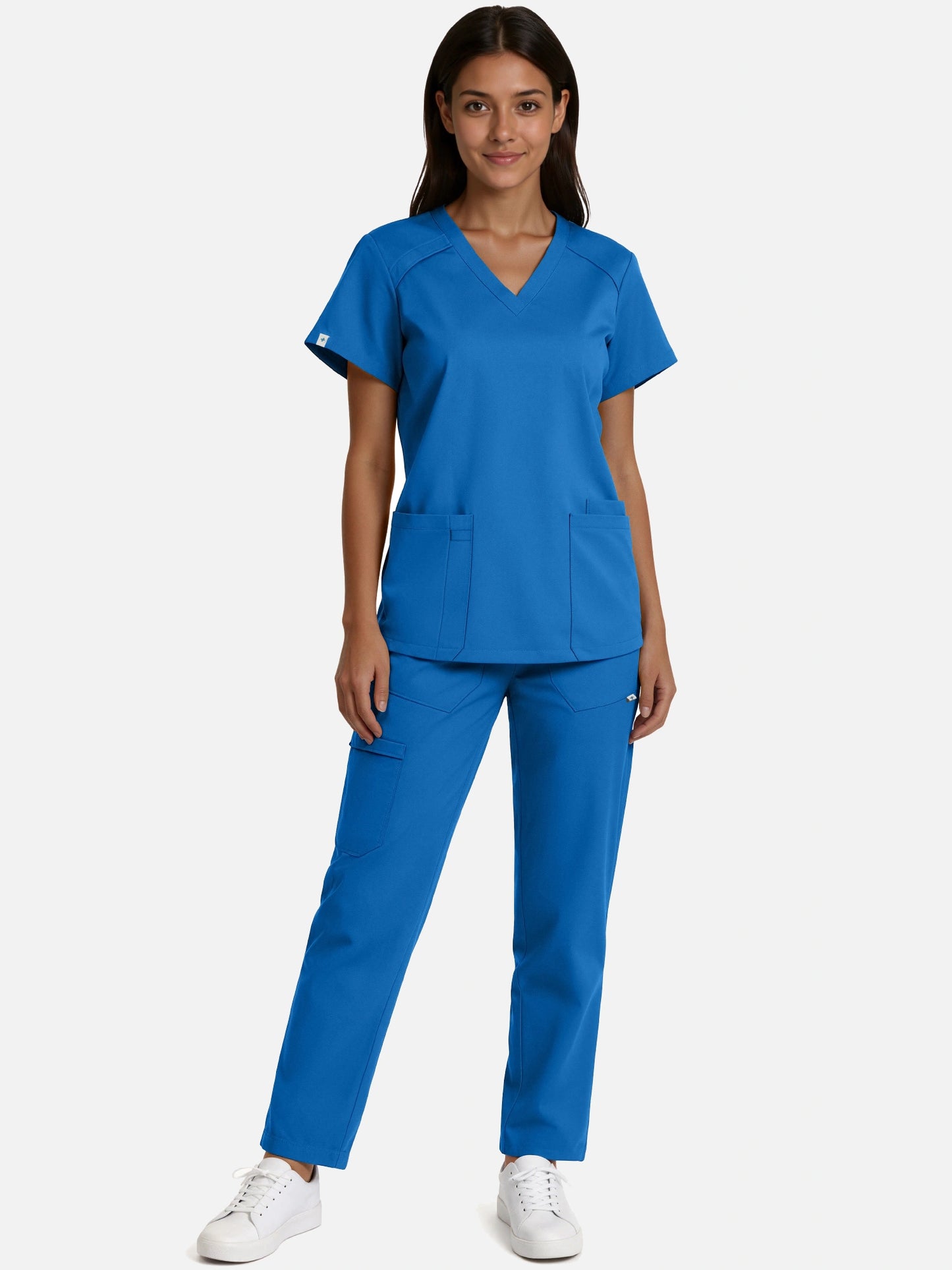 Royal Blue – Eadflie Women's Woven V-Neck Uniform Set – Straight-Leg Structured – product image 24