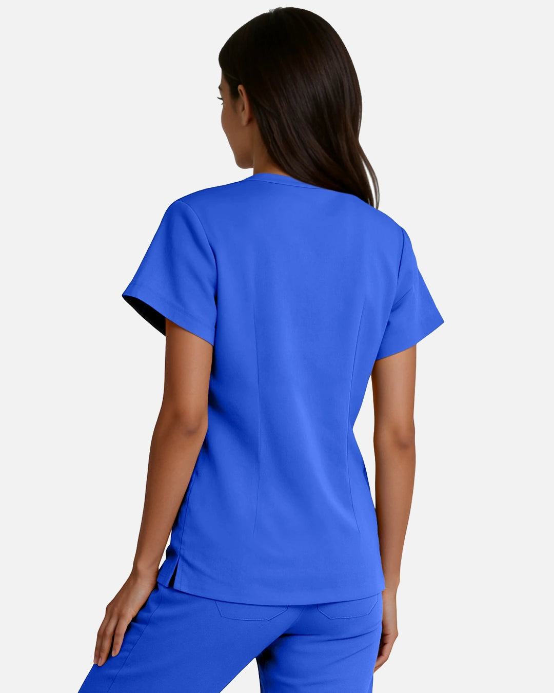 Royal Blue – Eadflie Women's Woven V-Neck Uniform Top – Structured with Shoulder Piping – product image 40