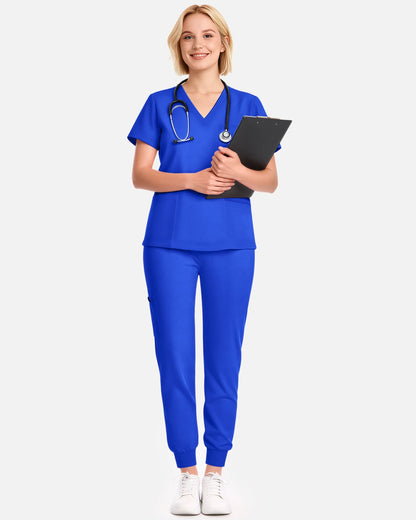 Royal Blue – Eadflie Women's V-Neck Uniform Top – Short Sleeve 3-Pocket Soft Stretch – product image 43