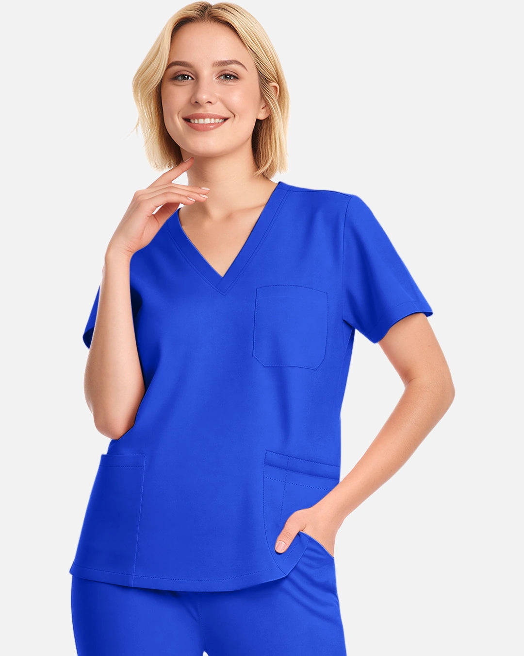 Royal Blue – Eadflie Women's V-Neck Uniform Top – Short Sleeve 3-Pocket Soft Stretch – product image 42