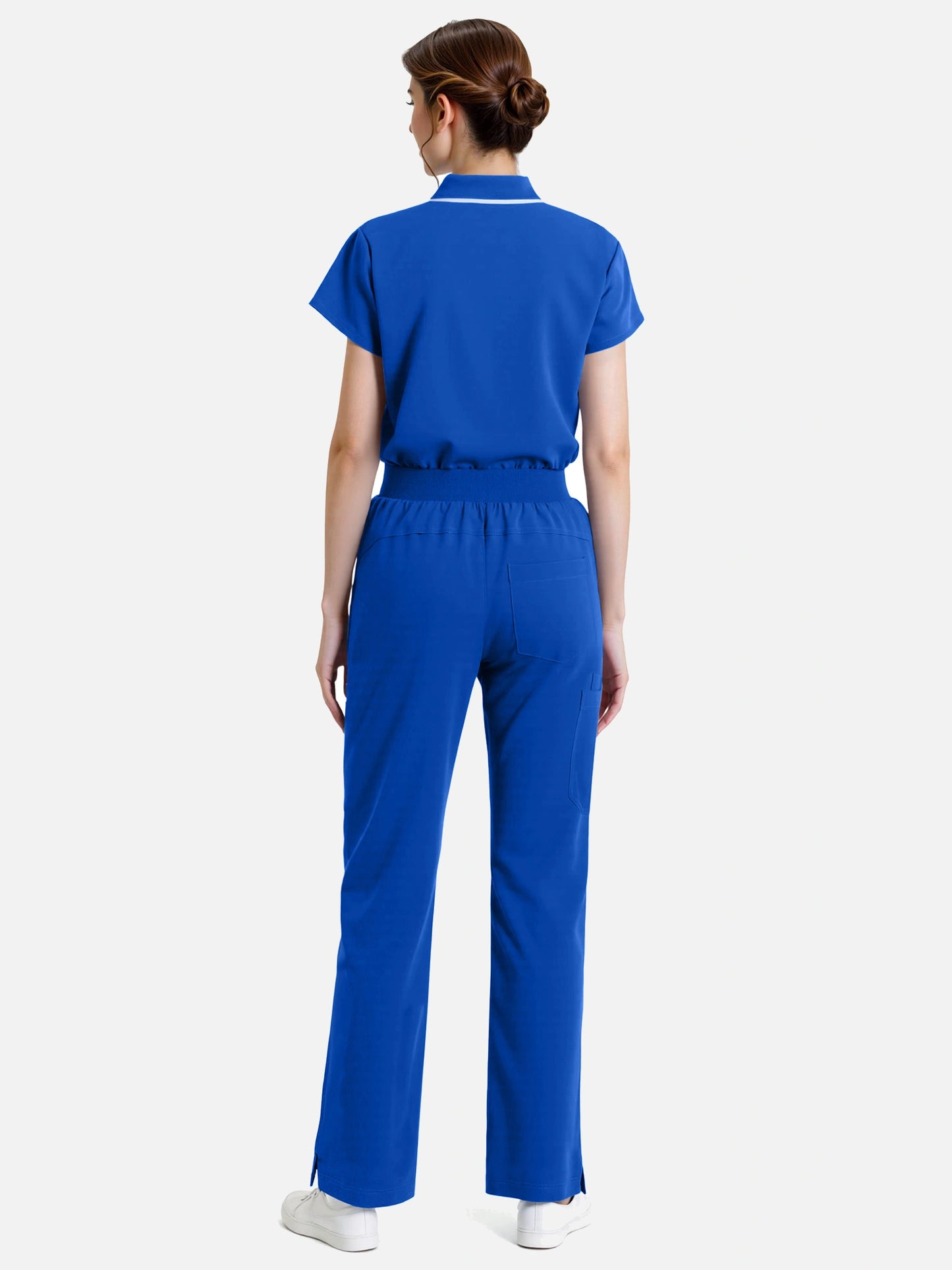Royal Blue – Eadflie Women's Zip Polo Straight-Leg Uniform Set – product image 30