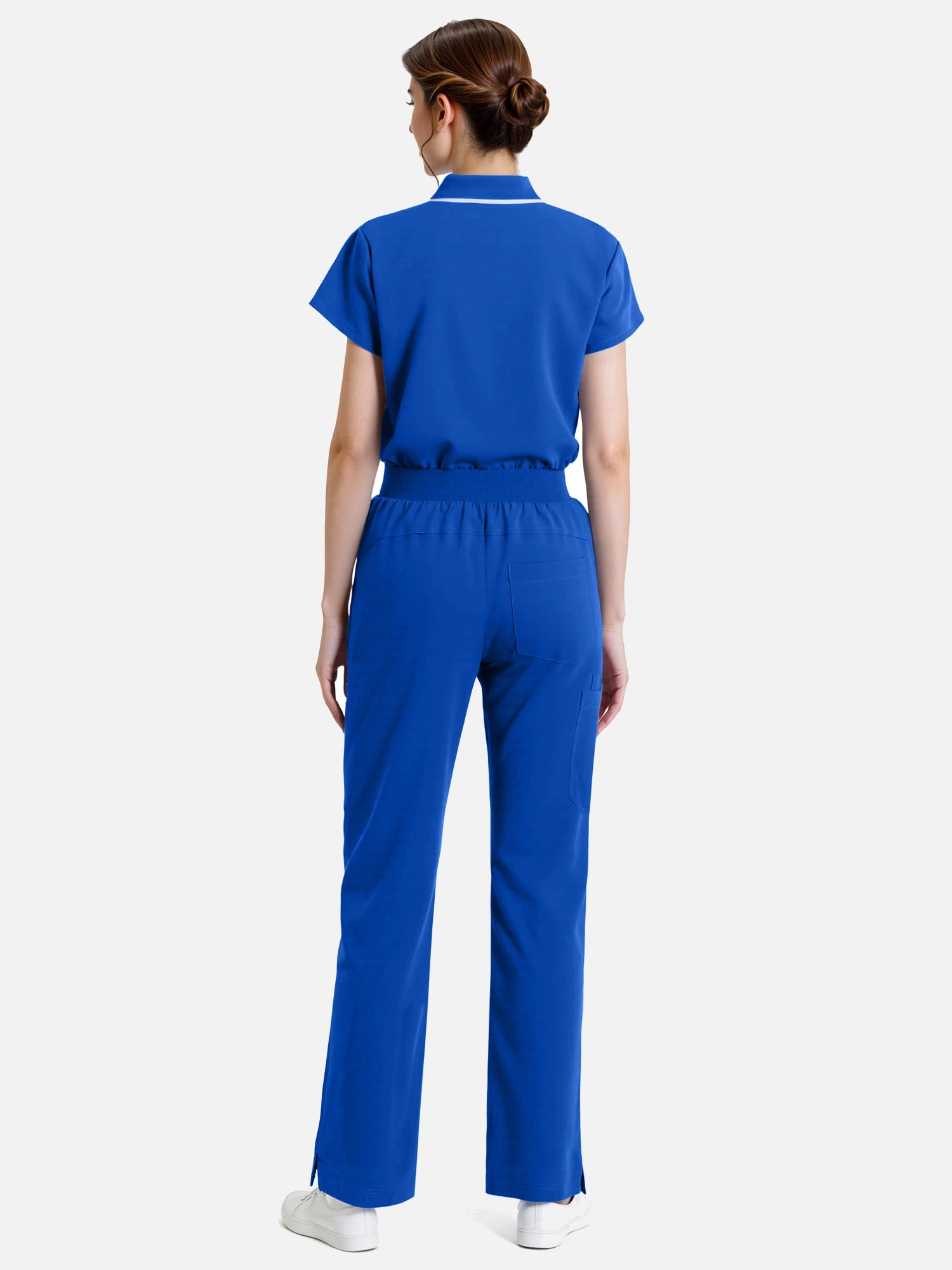 Royal Blue – Eadflie Women's Zip Polo Straight-Leg Uniform Set – product image 30