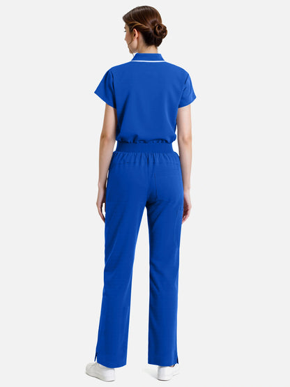 Royal Blue – Eadflie Women's Zip Polo Straight-Leg Uniform Set – product image 30