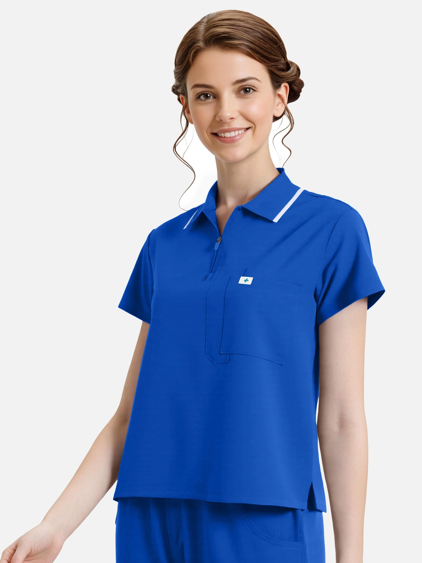 Royal Blue – Eadflie Women's Zip Polo Straight-Leg Uniform Set – product image 32
