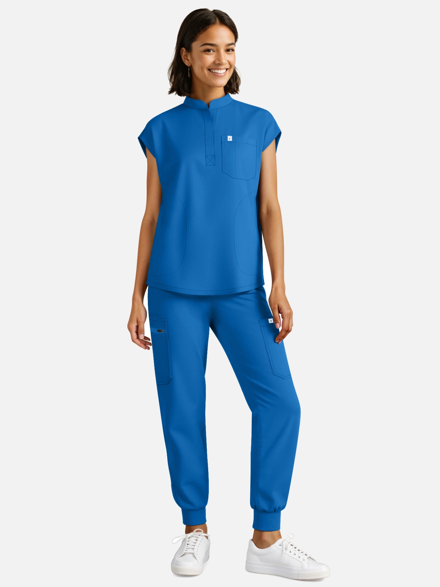 Royal Blue – Eadflie Women's Henley Sleeveless Jogger Uniform Set – product image 20