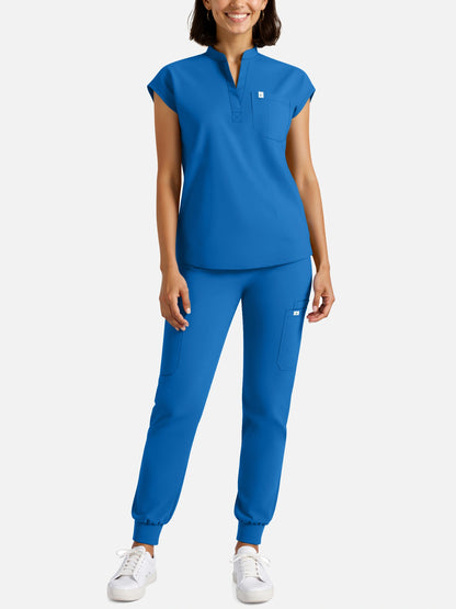 Royal Blue – Eadflie Women's Henley Sleeveless Jogger Uniform Set – product image 21
