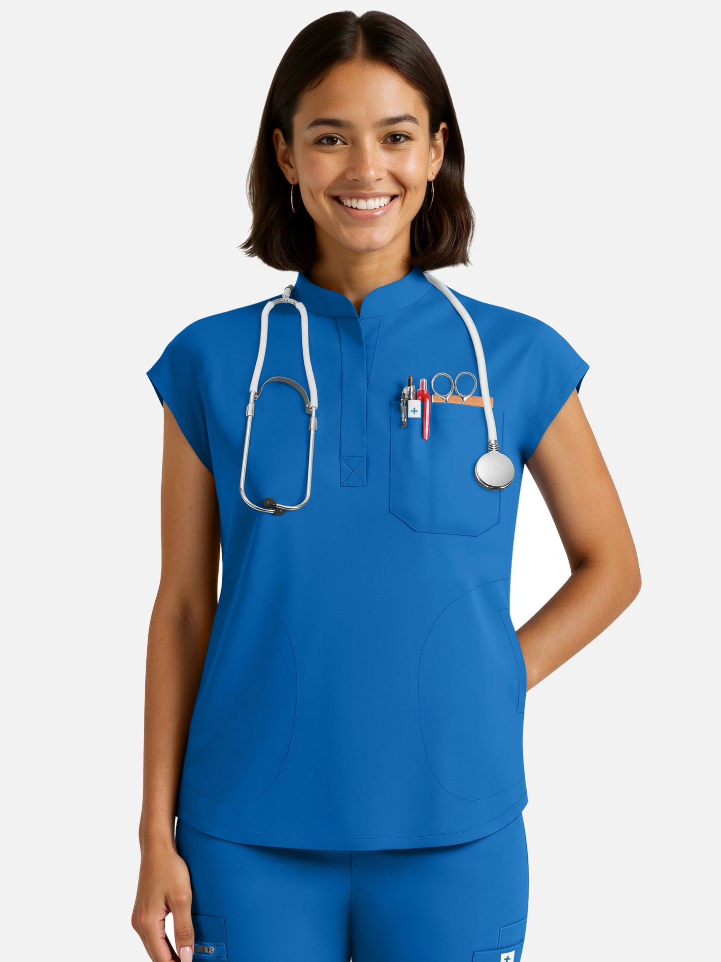 Royal Blue – Eadflie Women's Henley Sleeveless Jogger Uniform Set – product image 23