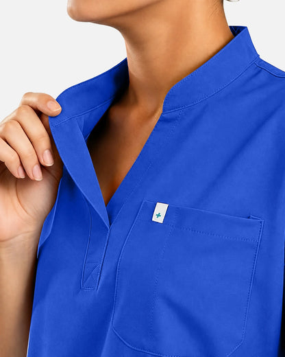 Royal Blue – Eadflie Women's Sleeveless Henley Uniform Top – product image 35