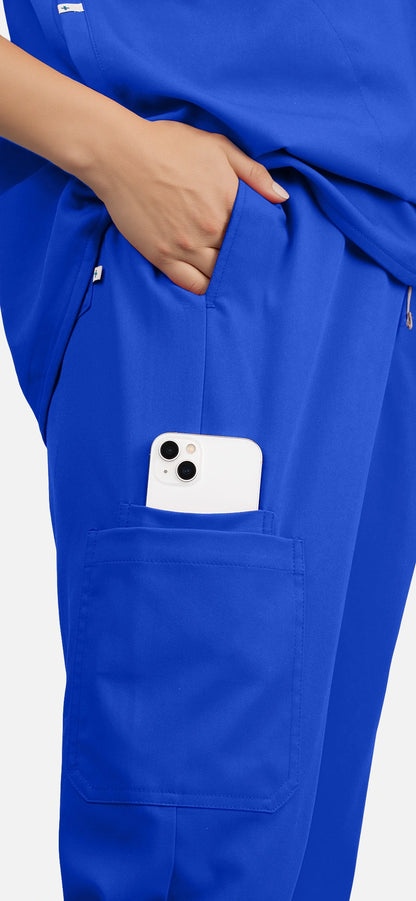 Royal Blue – Eadflie Women's Sleeveless Mandarin Collar Jogger Uniform Set – product image 32