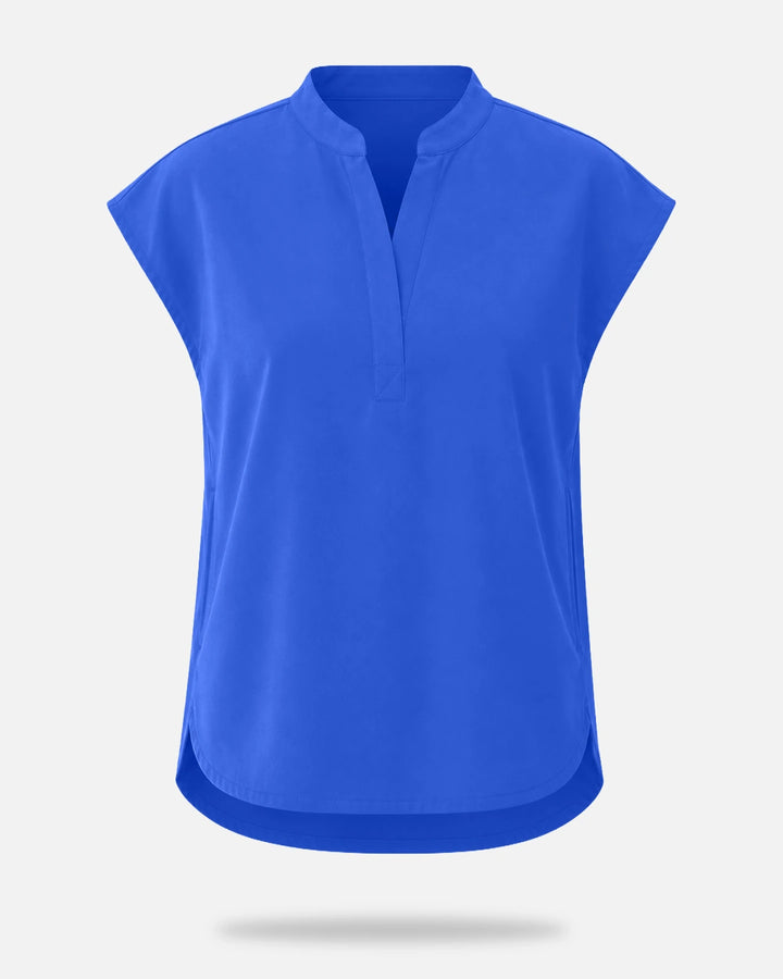 Eadflie Women's Sleeveless Mandarin Collar Uniform Top - Royal Blue