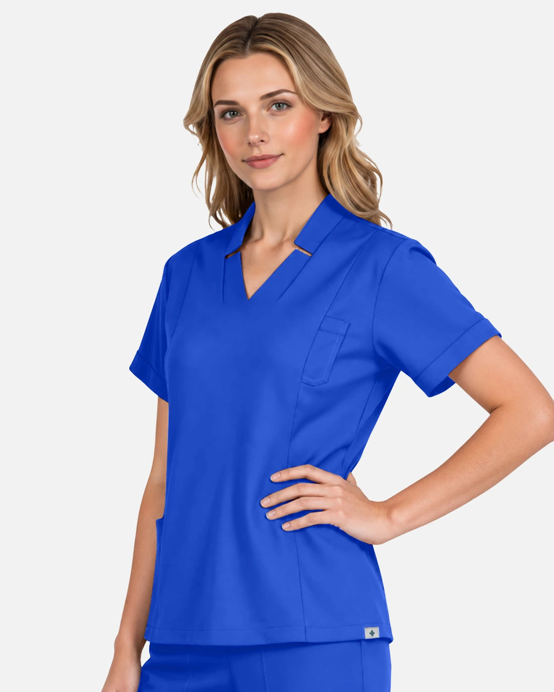 Royal Blue – Eadflie Women's Split V-Neck Uniform Top – product image 76