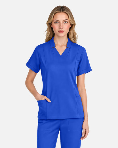 Royal Blue – Eadflie Women's Split V-Neck Uniform Top – product image 74