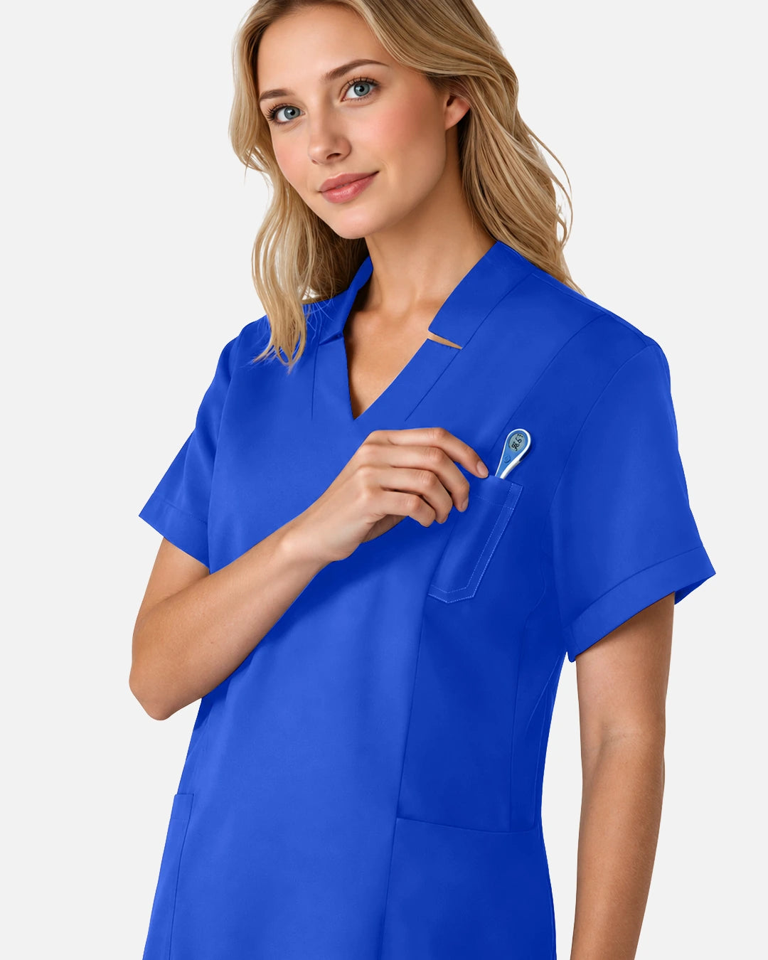 Royal Blue – Eadflie Women's Split V-Neck Uniform Top – product image 78