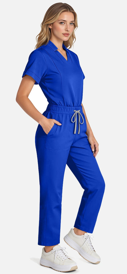 Royal Blue – Eadflie Women's Split V-Neck Uniform Set – Tapered-Leg 9-Pocket Slim Fit – product image 28