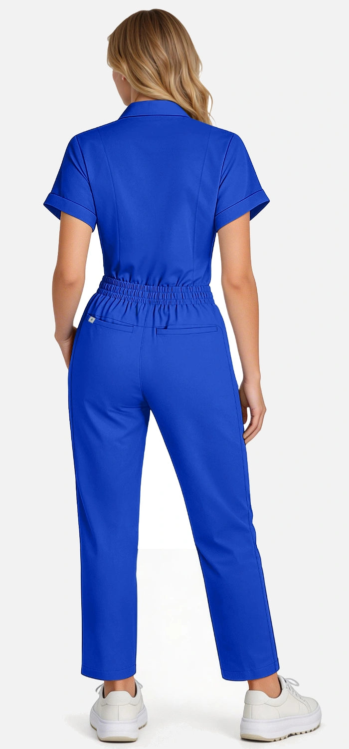 Royal Blue – Eadflie Women's Split V-Neck Uniform Set – Tapered-Leg 9-Pocket Slim Fit – product image 30