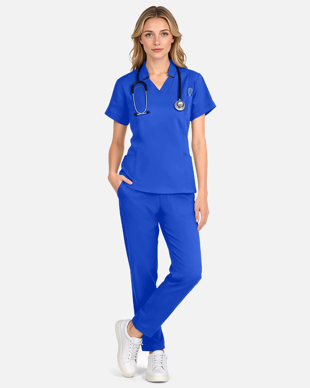 Royal Blue – Eadflie Women's Slim Fit Tapered Cargo Uniform Pants – product image 75