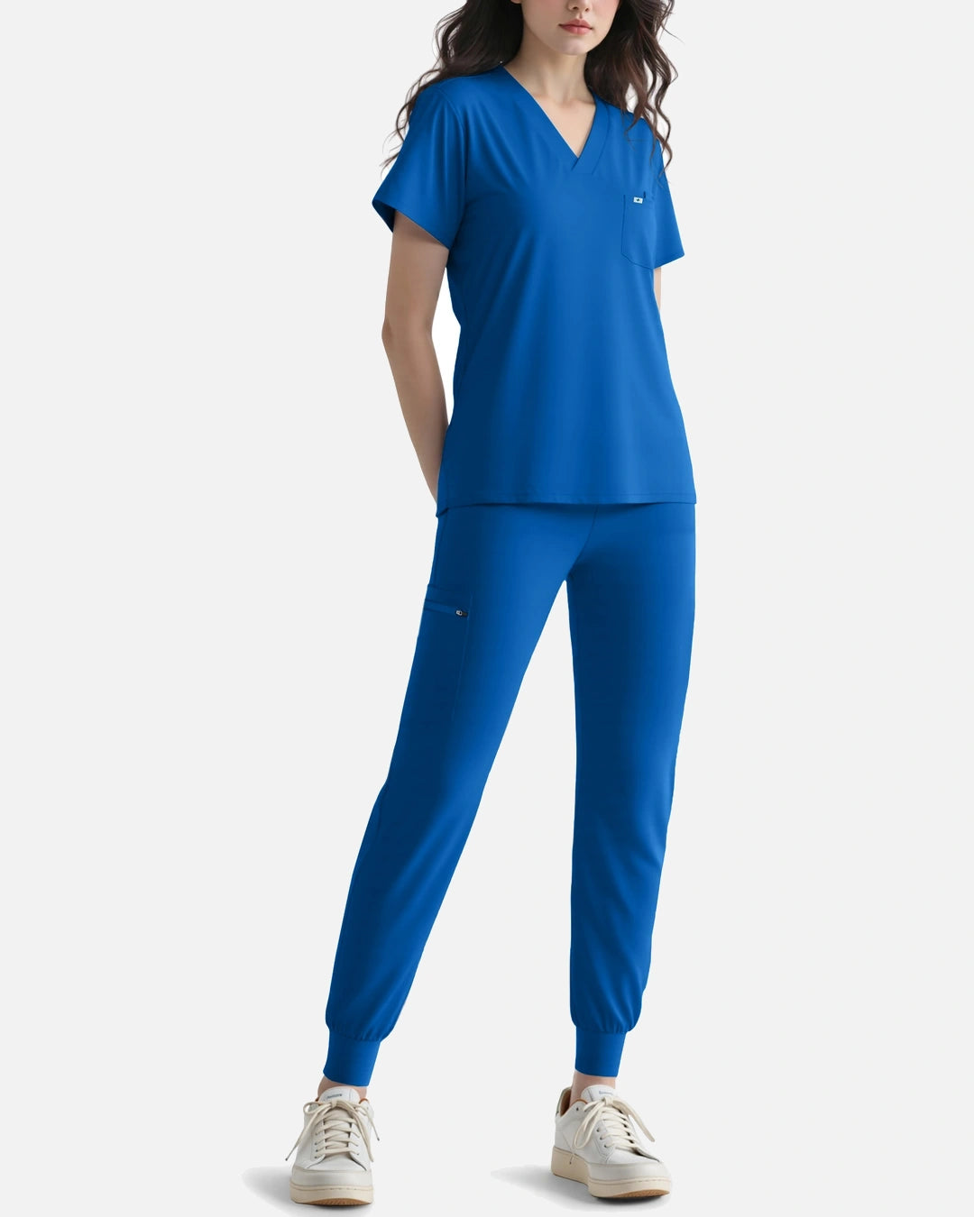 Royal Blue – Eadflie Women's Knit V-Neck Jogger Uniform Set – product image 31