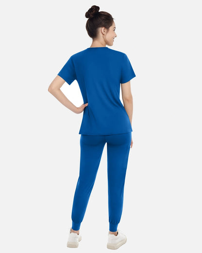 Royal Blue – Eadflie Women's Knit V-Neck Jogger Uniform Set – product image 32