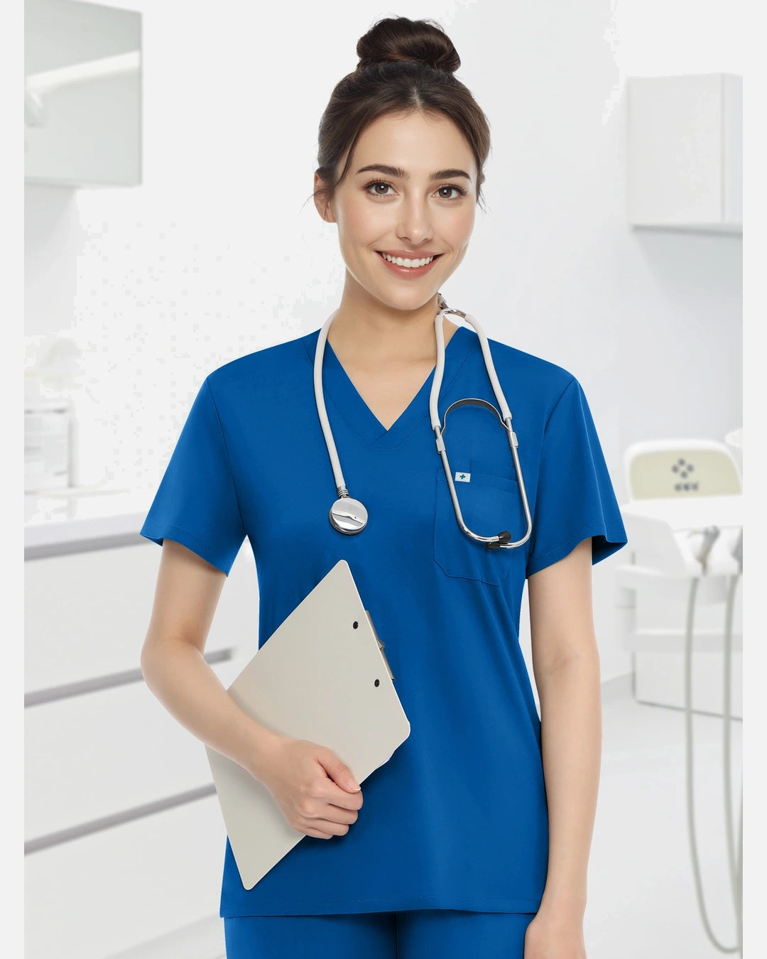 Royal Blue – Eadflie Women's Knit V-Neck Jogger Uniform Set – product image 33