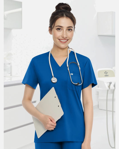 Royal Blue – Eadflie Women's Knit V-Neck Jogger Uniform Set – product image 33