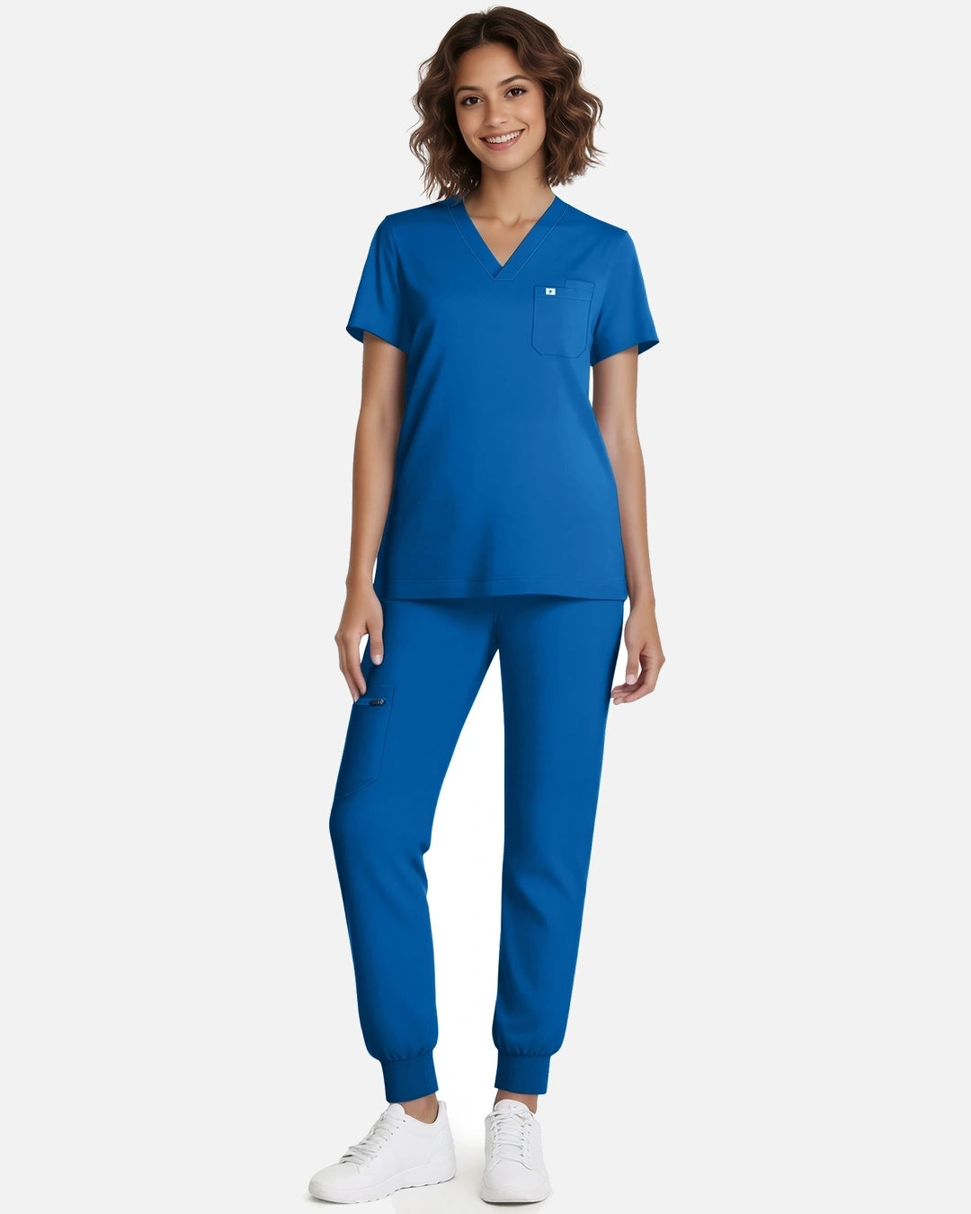 Royal Blue – Eadflie Women's Classic V-Neck Jogger Uniform Set – product image 30