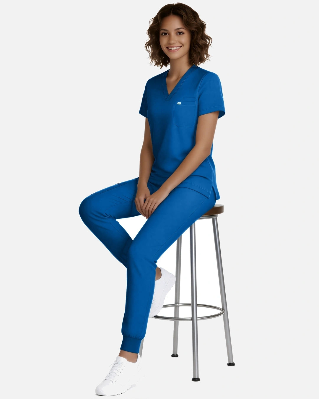 Royal Blue – Eadflie Women's Classic V-Neck Jogger Uniform Set – product image 36