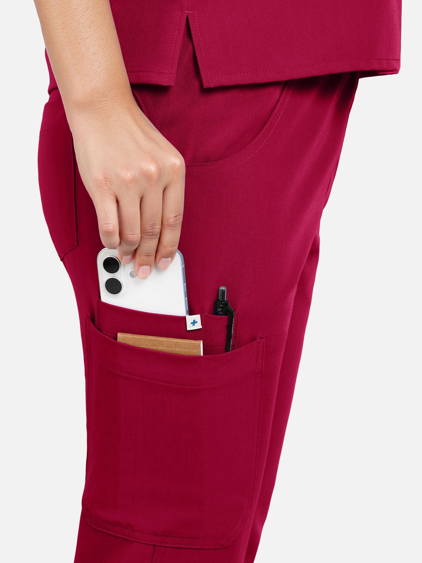 Wine Red – Eadflie Women's Zip Polo Straight-Leg Uniform Set – product image 51