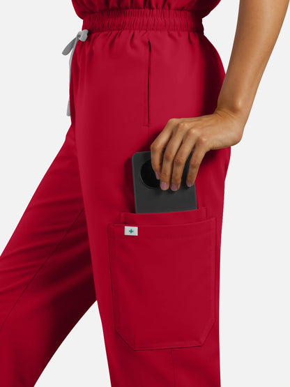 Wine Red – Eadflie Women's Henley Sleeveless Jogger Uniform Set – product image 34