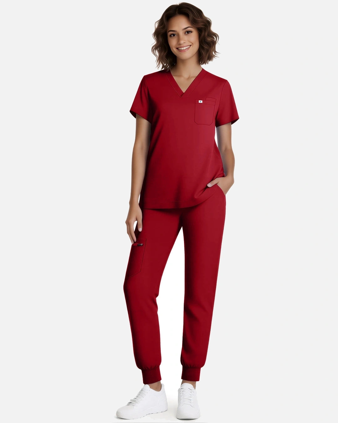 Wine Red – Eadflie Women's Classic Jogger Uniform Pants – product image 49