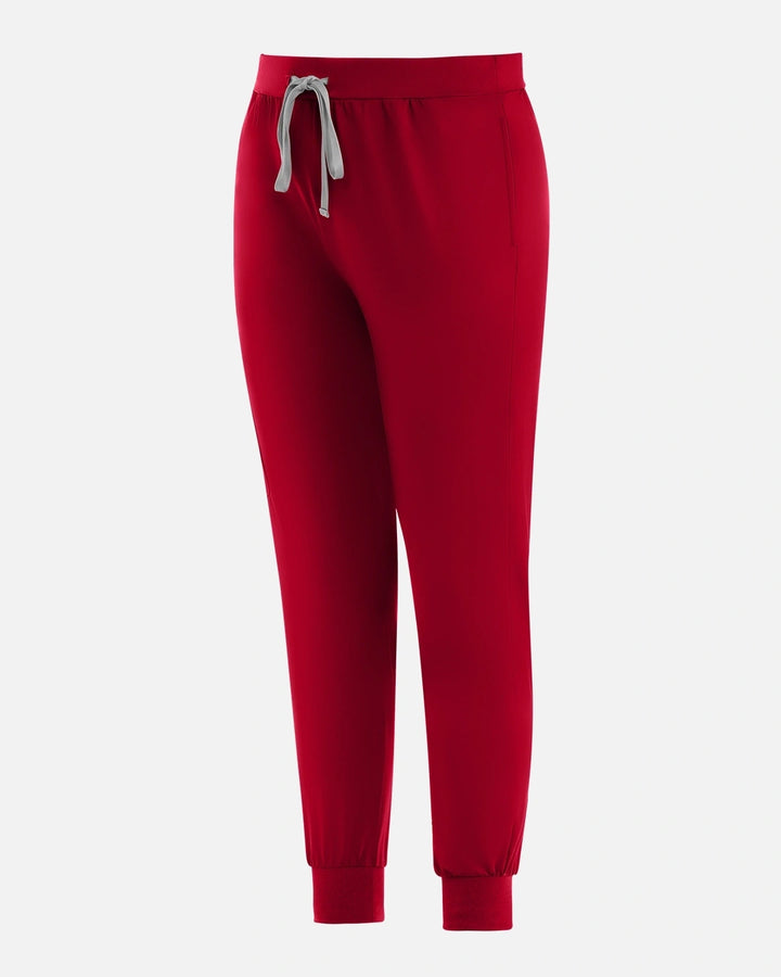 Eadflie  Women's Classic Jogger Uniform Pants - Wine Red