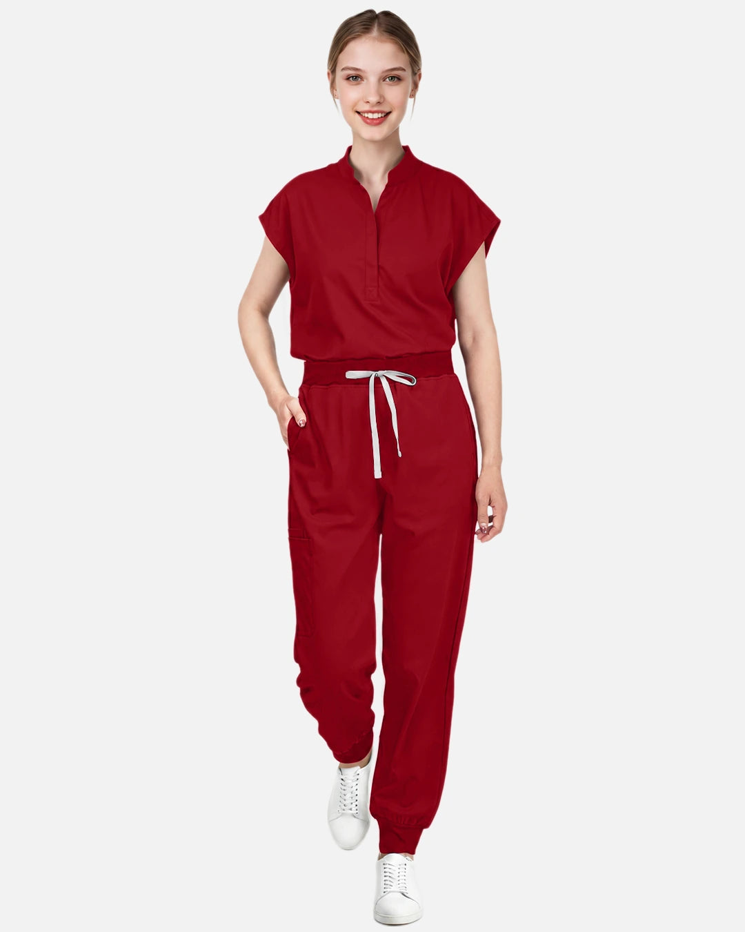 Wine Red – Eadflie Women's Tapered Jogger Uniform Pants – Soft Stretch Bottoms – product image 57