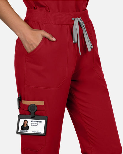 Wine Red – Eadflie Women's Woven Straight-Leg Uniform Pants – Structured Tailored Bottoms – product image 47