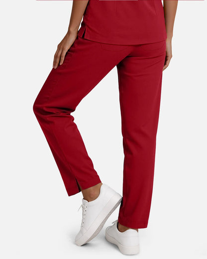 Wine Red – Eadflie Women's Woven Straight-Leg Uniform Pants – Structured Tailored Bottoms – product image 48
