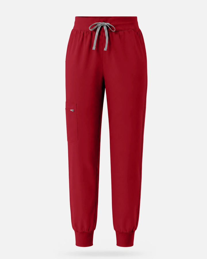 Eadflie Women's Multi-Pocket Jogger Uniform Pants - Wine Red