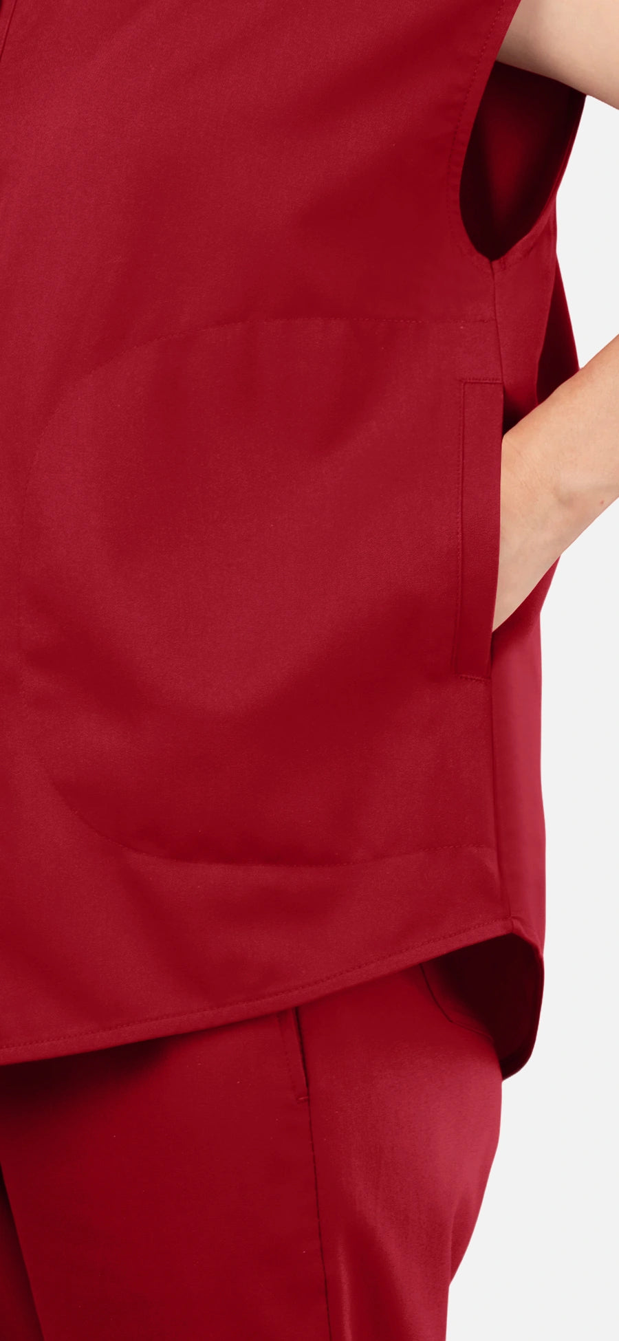 Wine Red – Eadflie Women's Sleeveless Mandarin Collar Jogger Uniform Set – product image 39