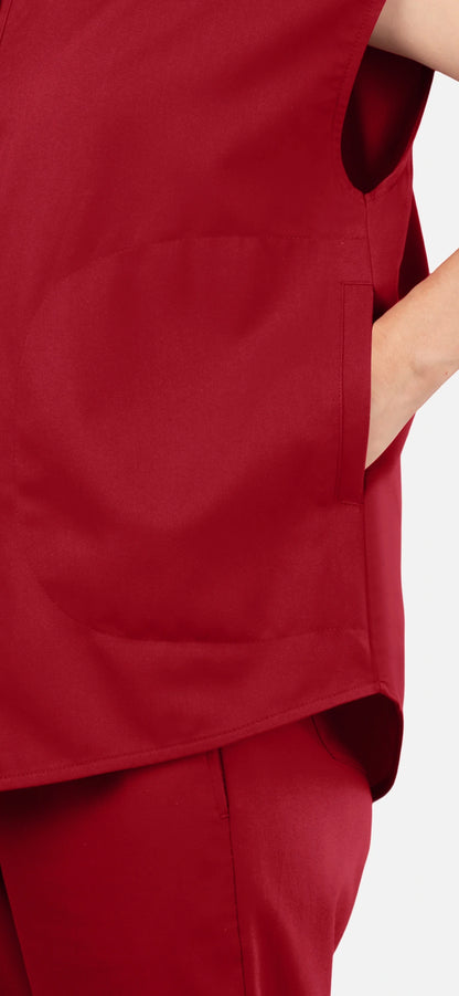 Wine Red – Eadflie Women's Sleeveless Mandarin Collar Jogger Uniform Set – product image 39