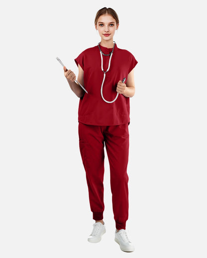 Wine Red – Eadflie Women's Sleeveless Mandarin Collar Uniform Top – product image 85