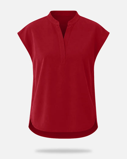 Wine Red – Eadflie Women's Sleeveless Mandarin Collar Uniform Top – product image 86