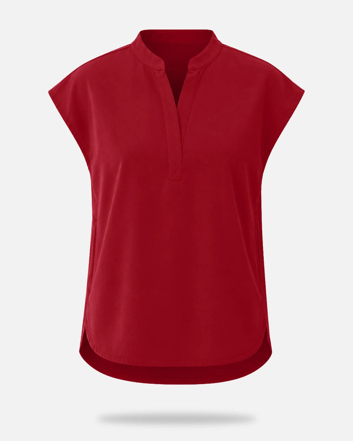 Eadflie Women's Sleeveless Mandarin Collar Uniform Top - Wine Red