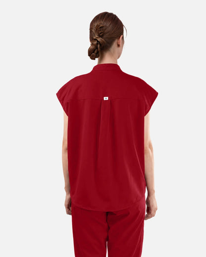 Wine Red – Eadflie Women's Sleeveless Mandarin Collar Uniform Top – product image 87