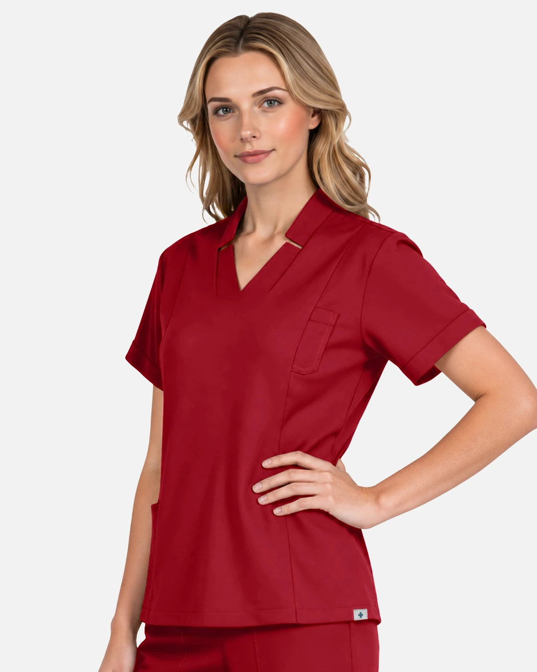Wine Red – Eadflie Women's Split V-Neck Uniform Top – product image 58