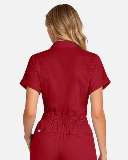 Wine Red – Eadflie Women's Split V-Neck Uniform Top – product image 59
