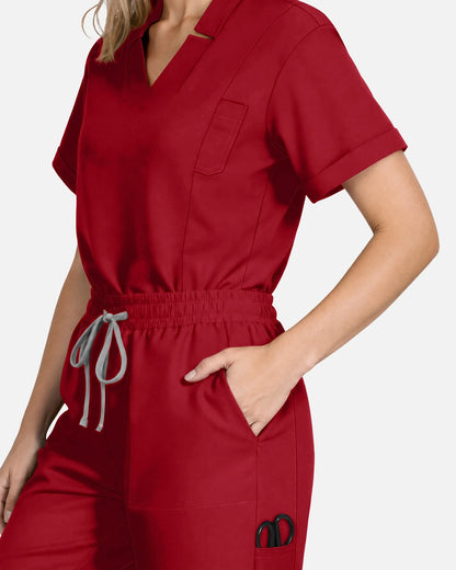 Wine Red – Eadflie Women's Slim Fit Tapered Cargo Uniform Pants – product image 60